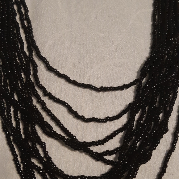 Womens Black Sea Bead Necklace/Layered Beads Length Is 41" Long, - Picture 5 of 12